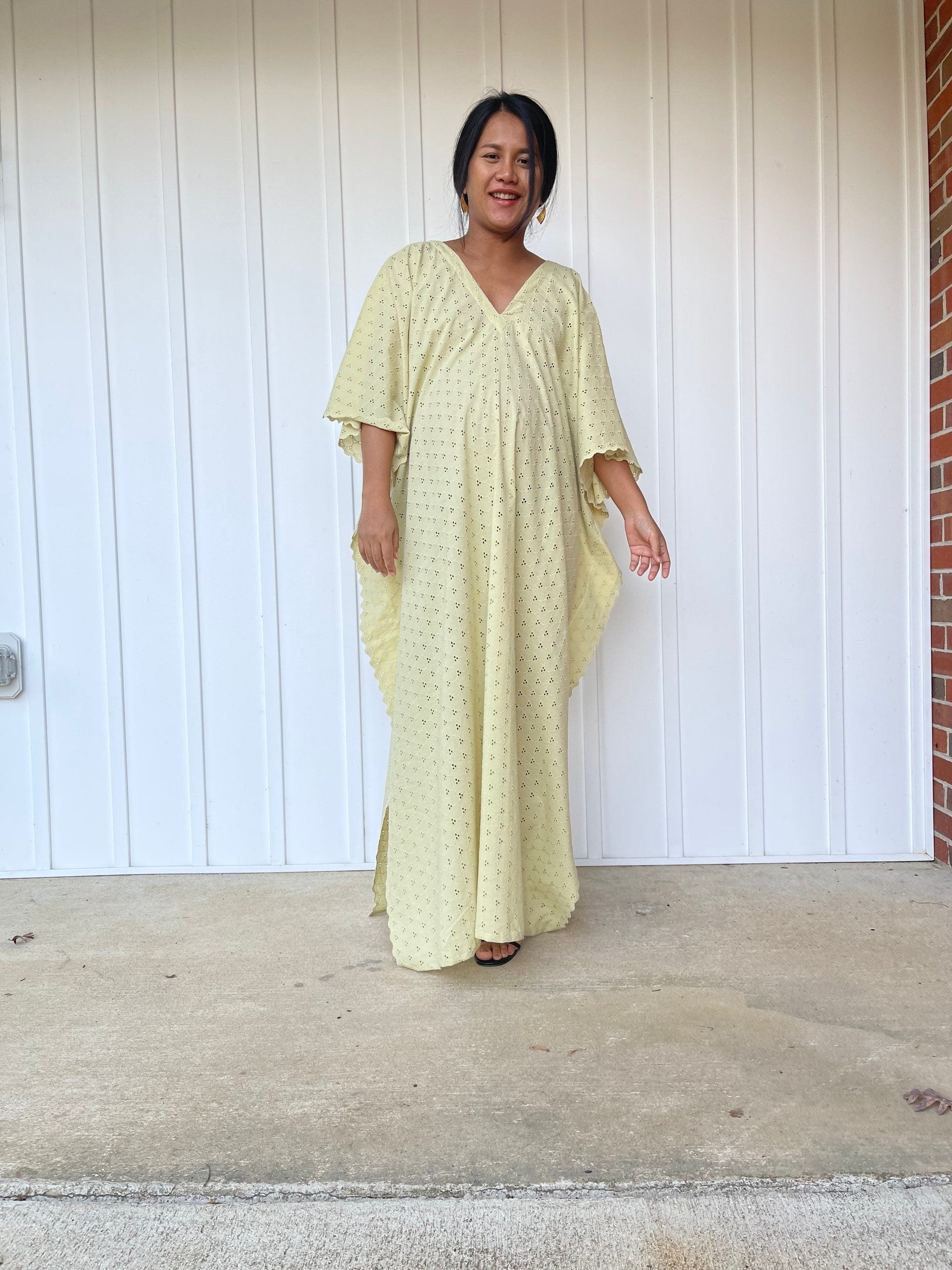 MALA handworks  Evelyn Kaftan in Yellow and Lace