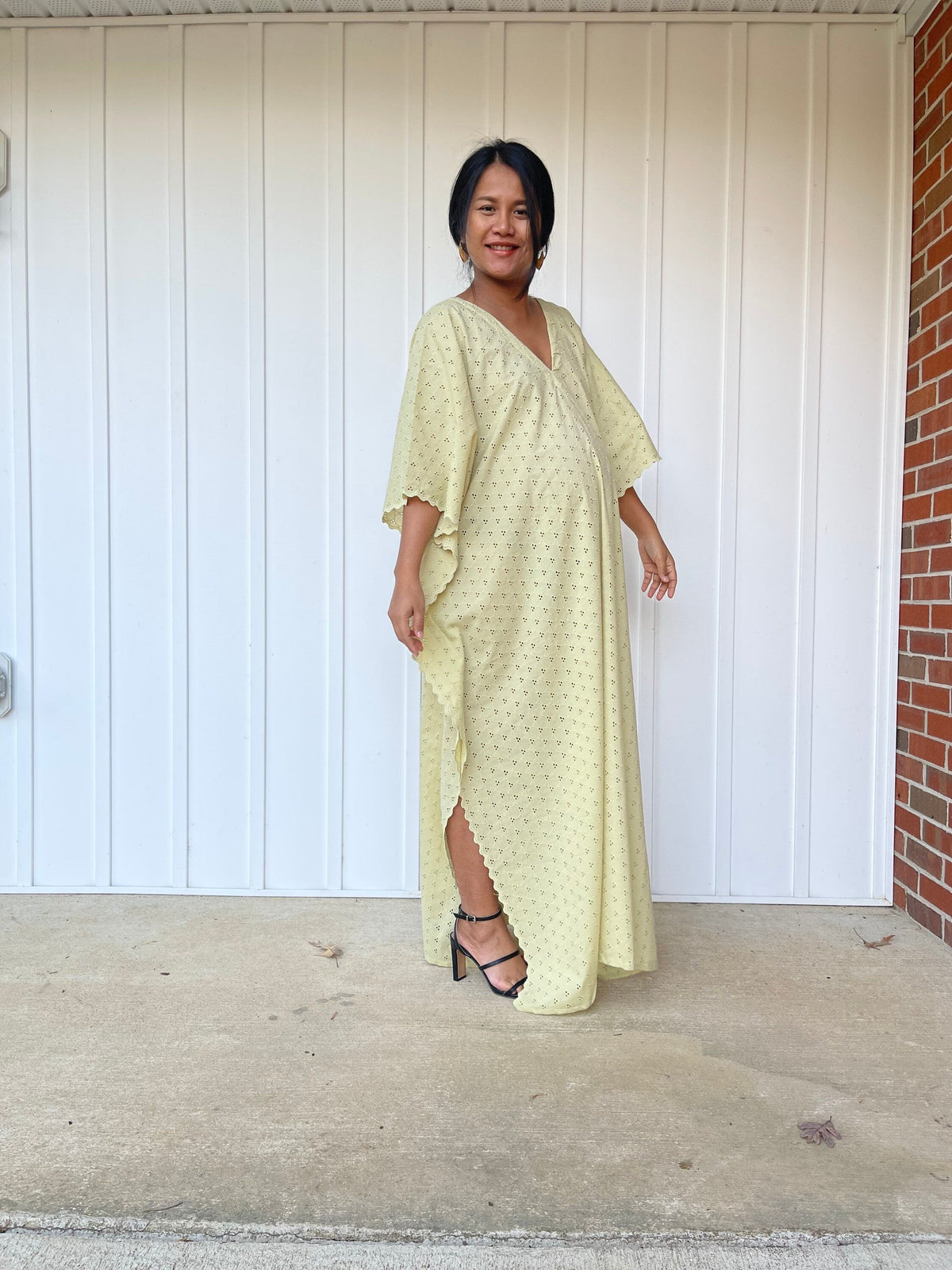 MALA handworks  Evelyn Kaftan in Yellow and Lace