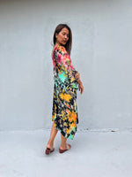 Fiona Kaftan in Black & Rainbow Tie Dye-FR-28-Mala Handworks