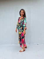 Fiona Kaftan in Black & Rainbow Tie Dye-FR-28-Mala Handworks