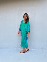 Fiona Kaftan in Green & Teal Tie Dye-FR-32-Mala Handworks