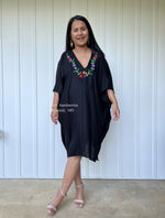 MALA handworks  Fiona Midi Kaftan in Black and Hand Embroidery