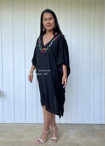 MALA handworks  Fiona Midi Kaftan in Black and Hand Embroidery