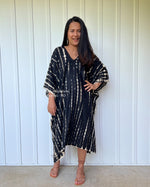 MALA handworks  Fiona Midi Kaftan in Black Tie Dye