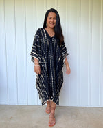 MALA handworks  Fiona Midi Kaftan in Black Tie Dye
