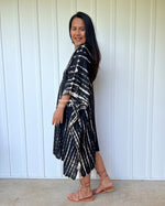 MALA handworks  Fiona Midi Kaftan in Black Tie Dye