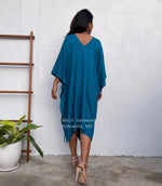 MALA handworks  Fiona Midi Kaftan in Blue Teal