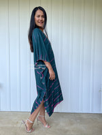 MALA handworks  Fiona Midi Kaftan in Green and Purple Tie Dye