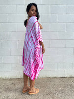 MALA handworks Fiona Midi Kaftan in White and Pink Tie Dye