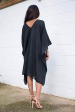 Flora Cotton Kaftan in Black-FG-16-Mala Handworks