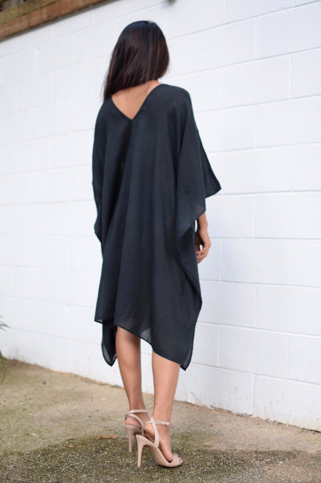 Flora Cotton Kaftan in Black-FG-16-Mala Handworks