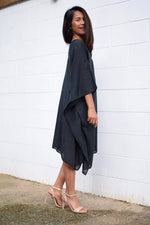 Flora Cotton Kaftan in Black-FG-16-Mala Handworks