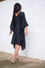 Flora Cotton Kaftan in Black-FG-16-Mala Handworks