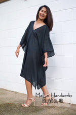 Flora Cotton Kaftan in Black-FG-16-Mala Handworks