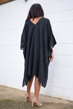 Flora Cotton Kaftan in Black-FG-16-Mala Handworks