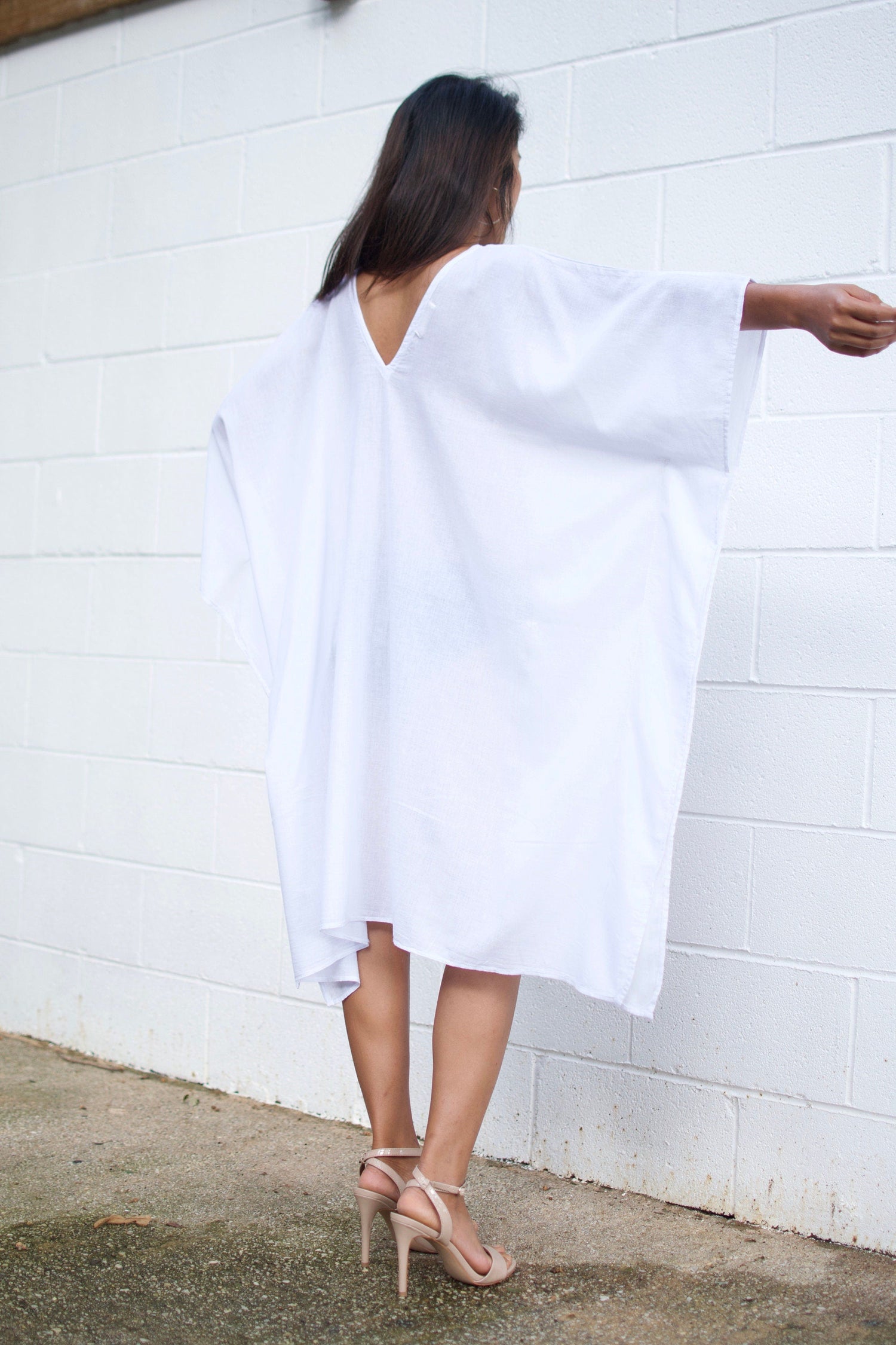 MALA handworks  Flora Midi Kaftan in White