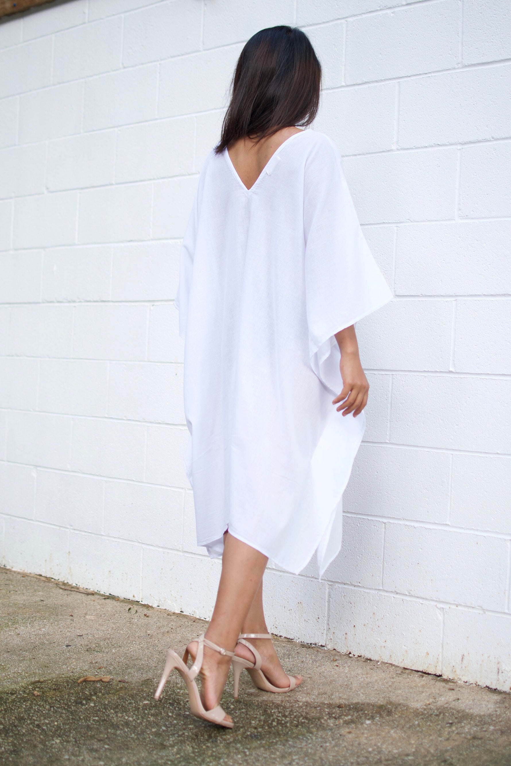 MALA handworks  Flora Midi Kaftan in White