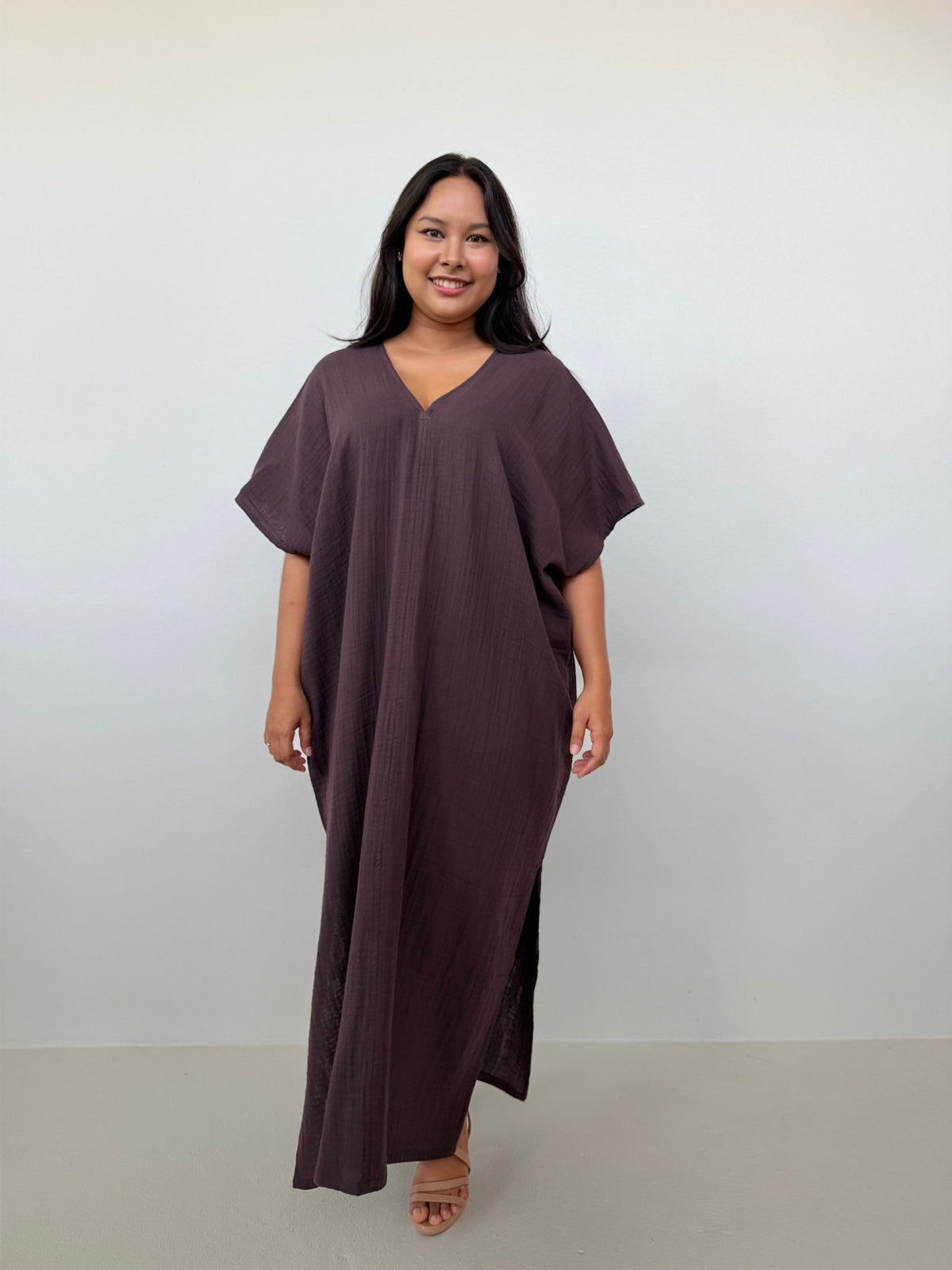 Mala Handworks Gloria Cotton Kaftan in Espresso