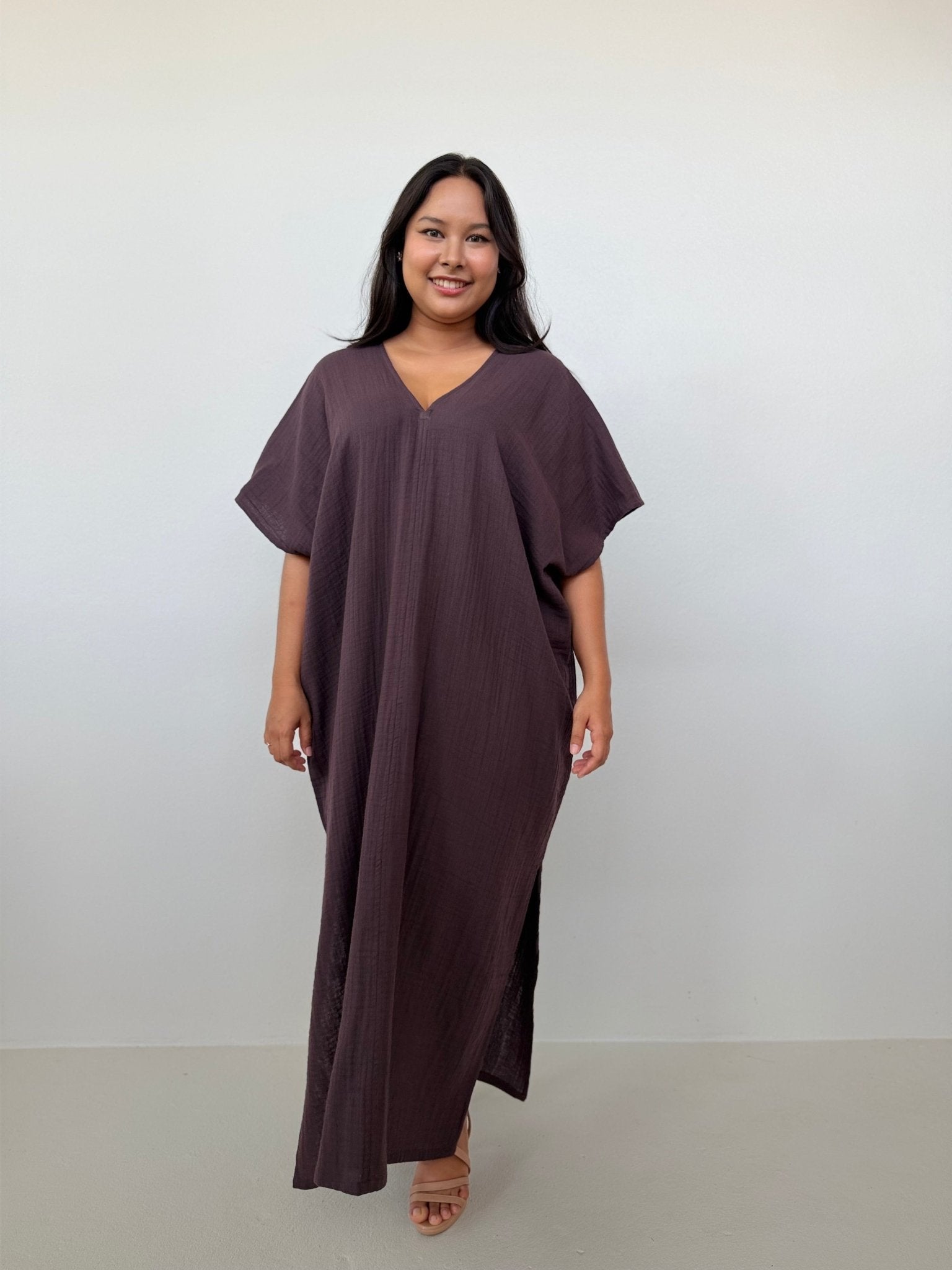 Mala Handworks Gloria Cotton Kaftan in Espresso