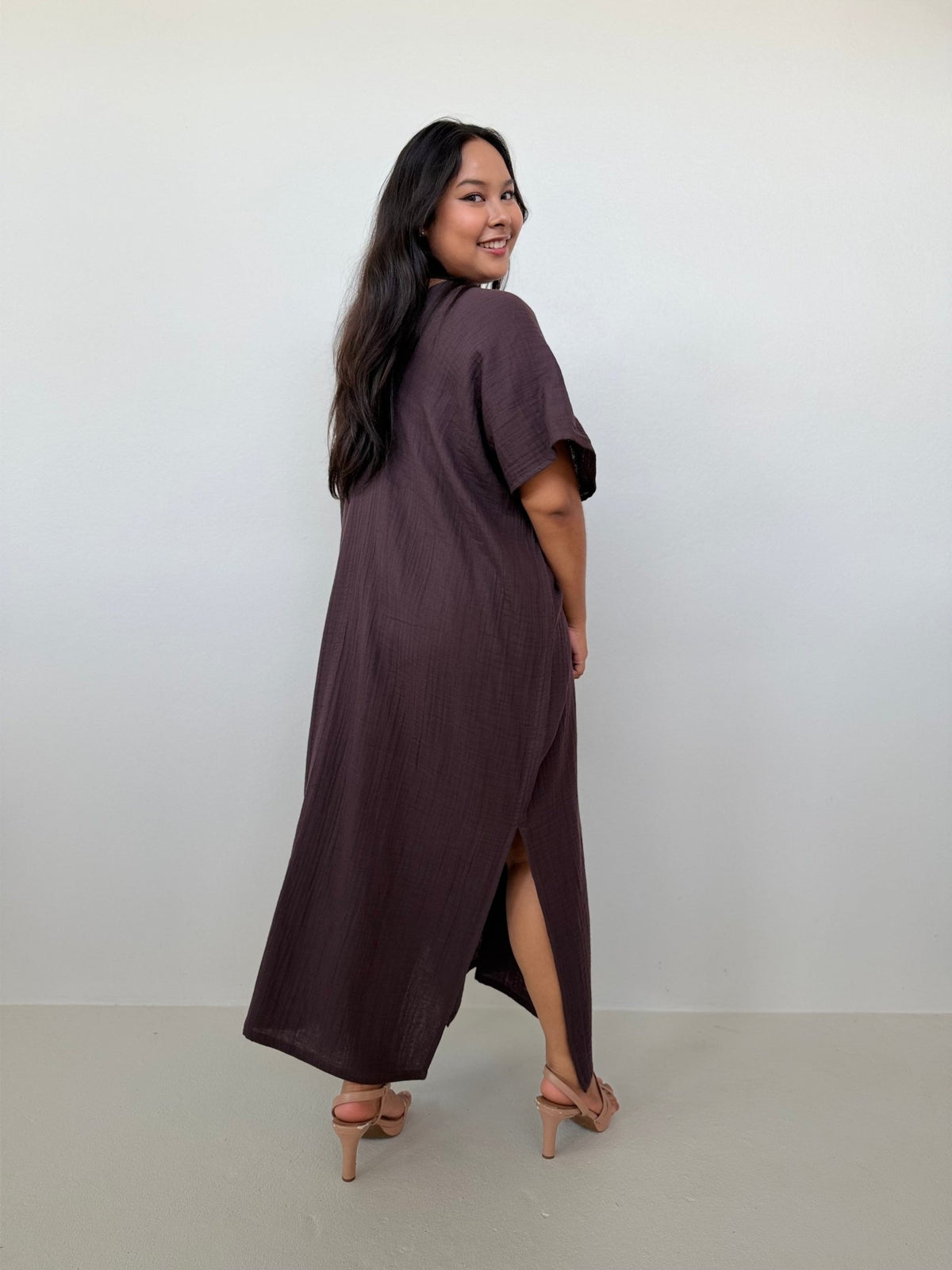 Mala Handworks Gloria Cotton Kaftan in Espresso
