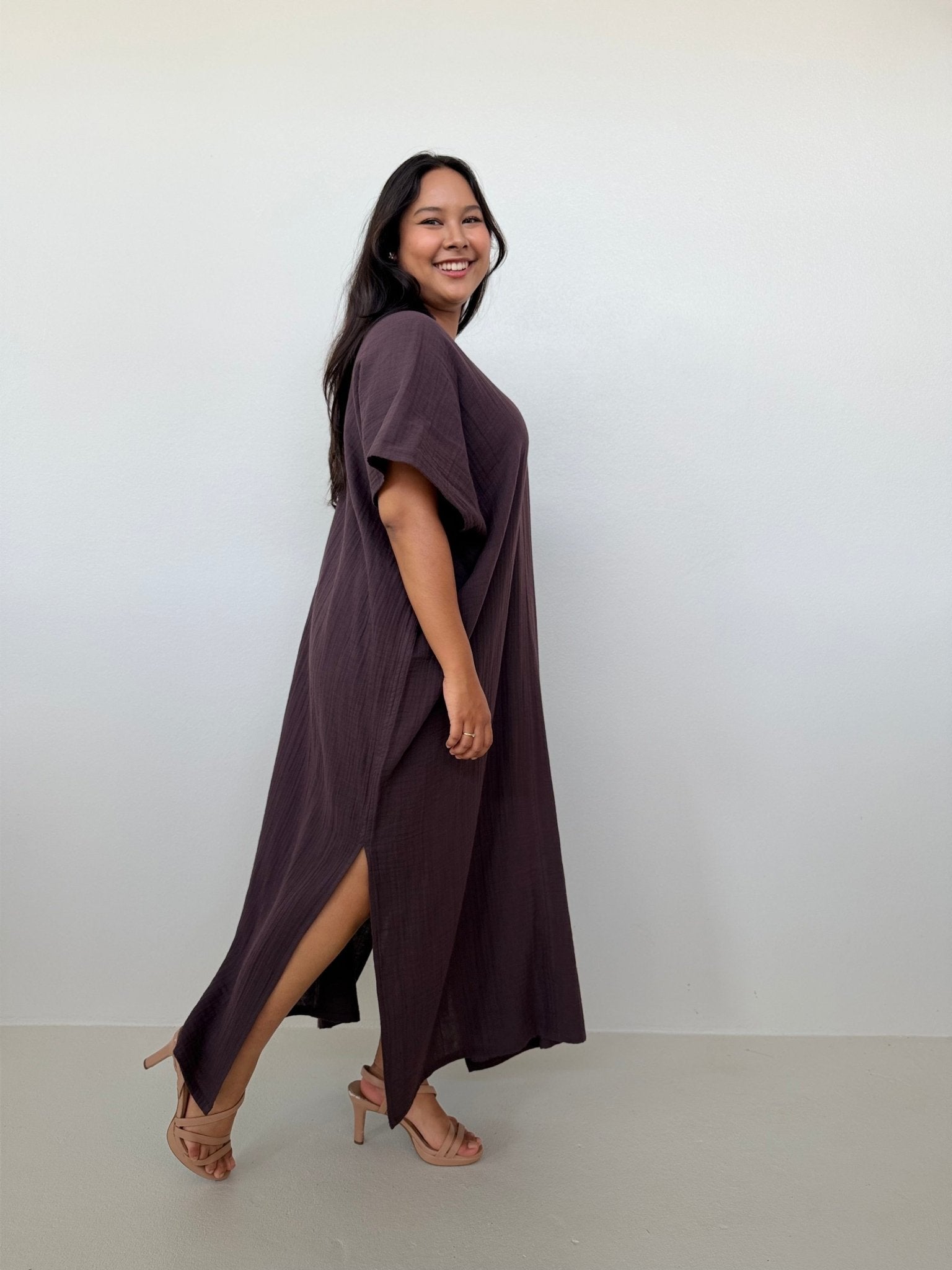 Mala Handworks Gloria Cotton Kaftan in Espresso