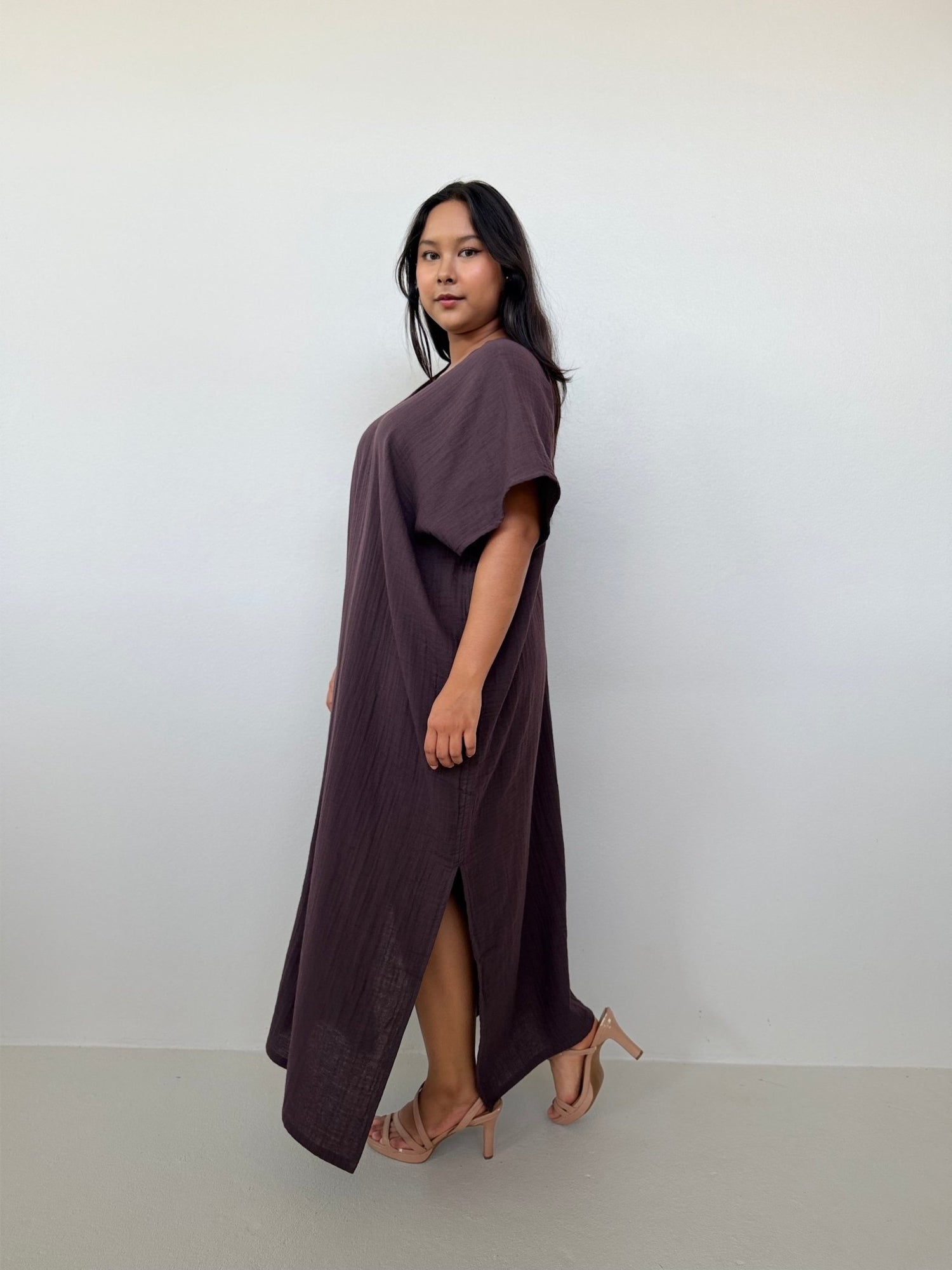 Mala Handworks Gloria Cotton Kaftan in Espresso