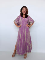 Gloria Cotton Kaftan in Lavender with Gray Tie Dye - Mala Handworks