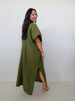 Mala Handworks Gloria Cotton Kaftan in Moss