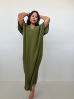 Mala Handworks Gloria Cotton Kaftan in Moss