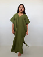 Mala Handworks Gloria Cotton Kaftan in Moss