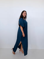 Mala Handworks Gloria Cotton Kaftan in Petrol