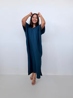 Mala Handworks Gloria Cotton Kaftan in Petrol