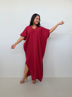 Mala Handworks Gloria Cotton Kaftan in Ruby