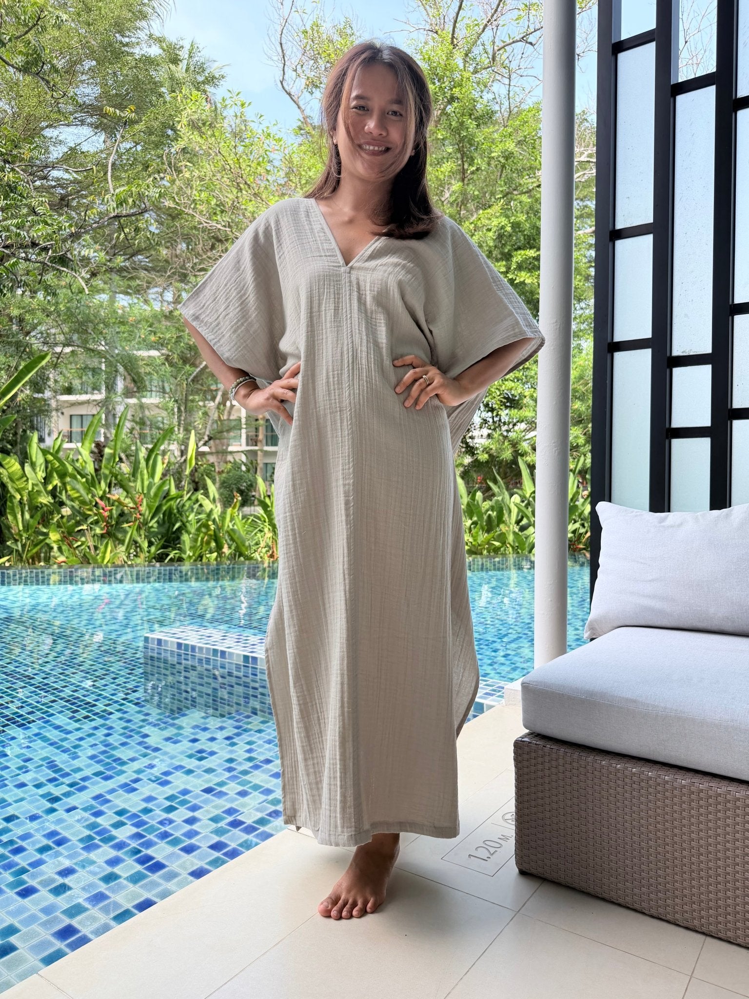 Mala Handworks Gloria Cotton Kaftan in Sand