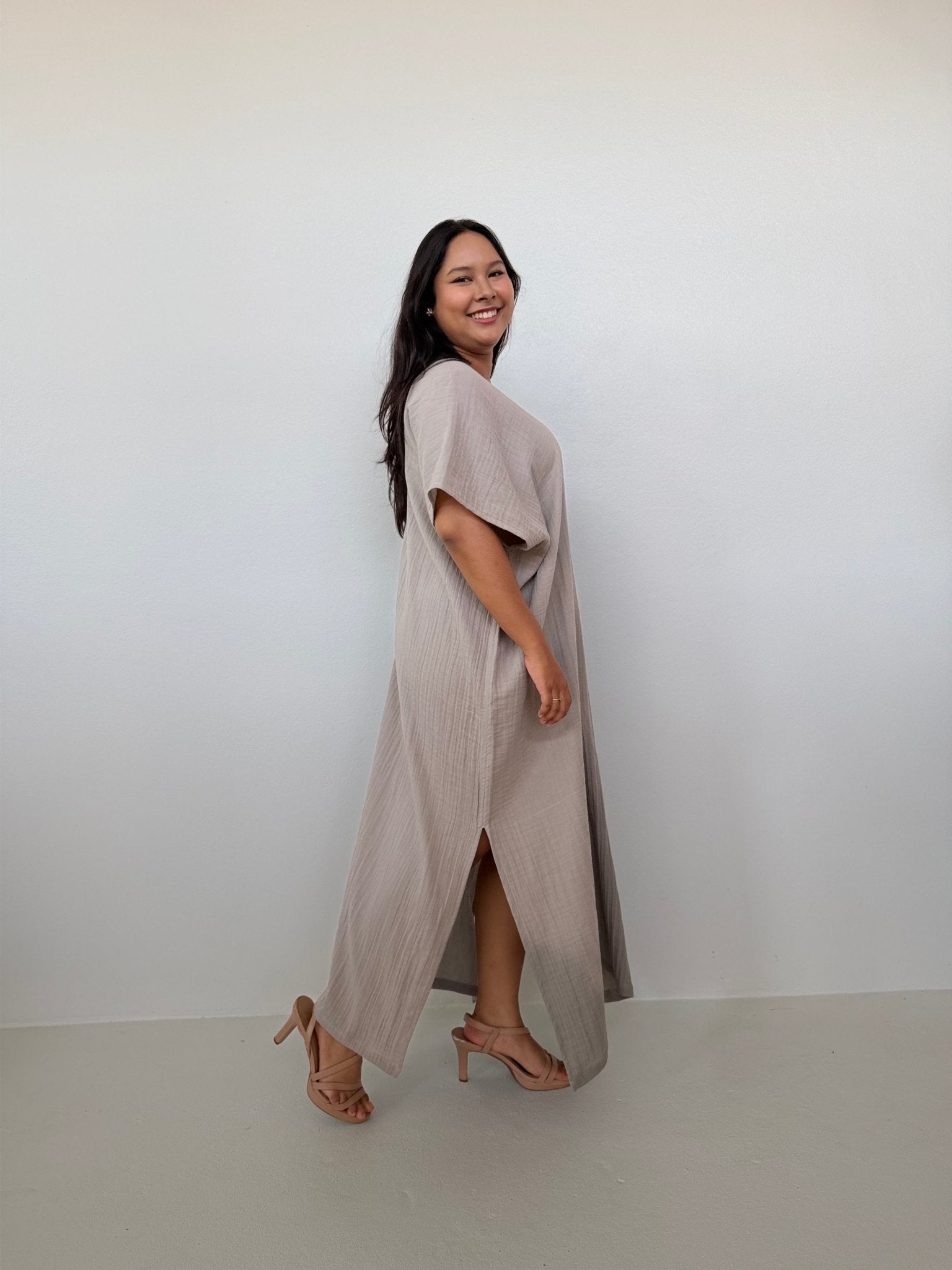 Mala Handworks Gloria Cotton Kaftan in Sand