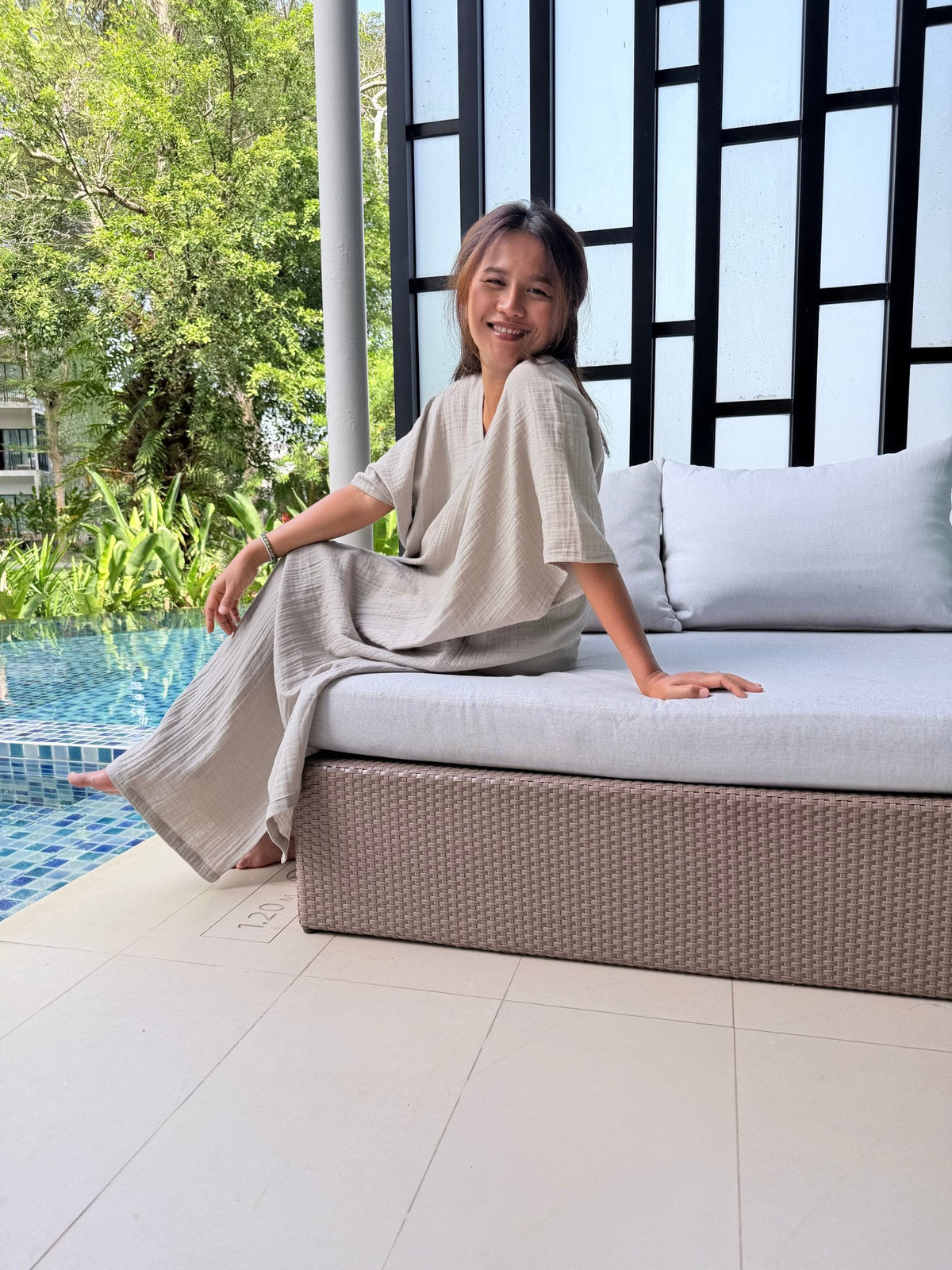 Mala Handworks Gloria Cotton Kaftan in Sand