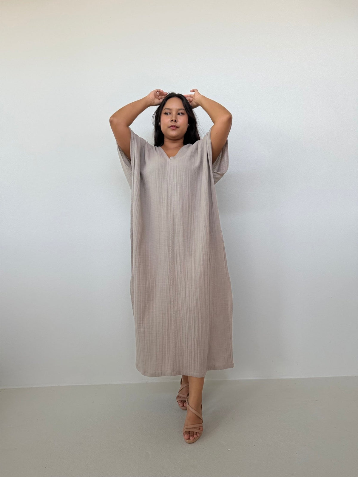 Mala Handworks Gloria Cotton Kaftan in Sand