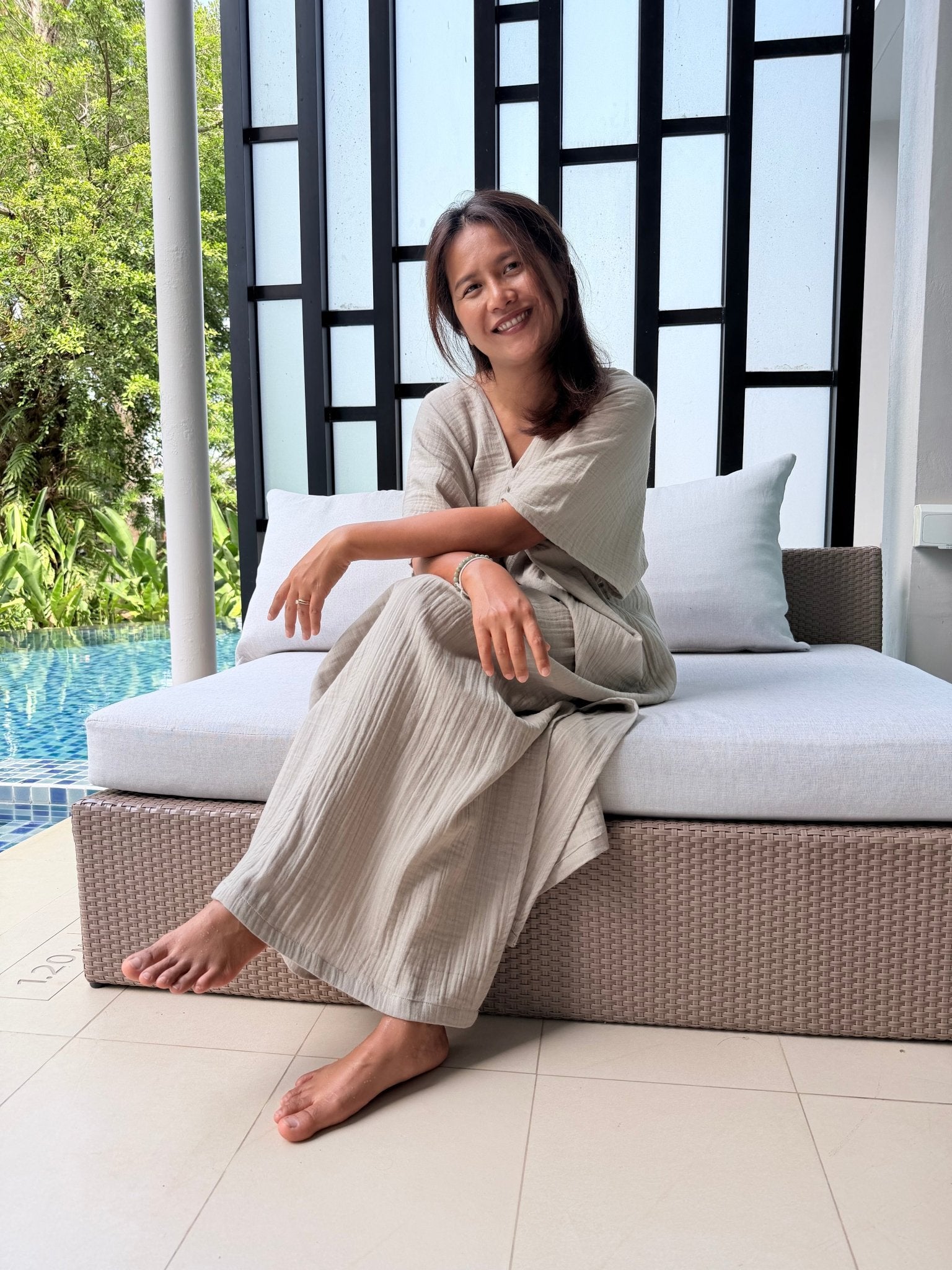 Mala Handworks Gloria Cotton Kaftan in Sand