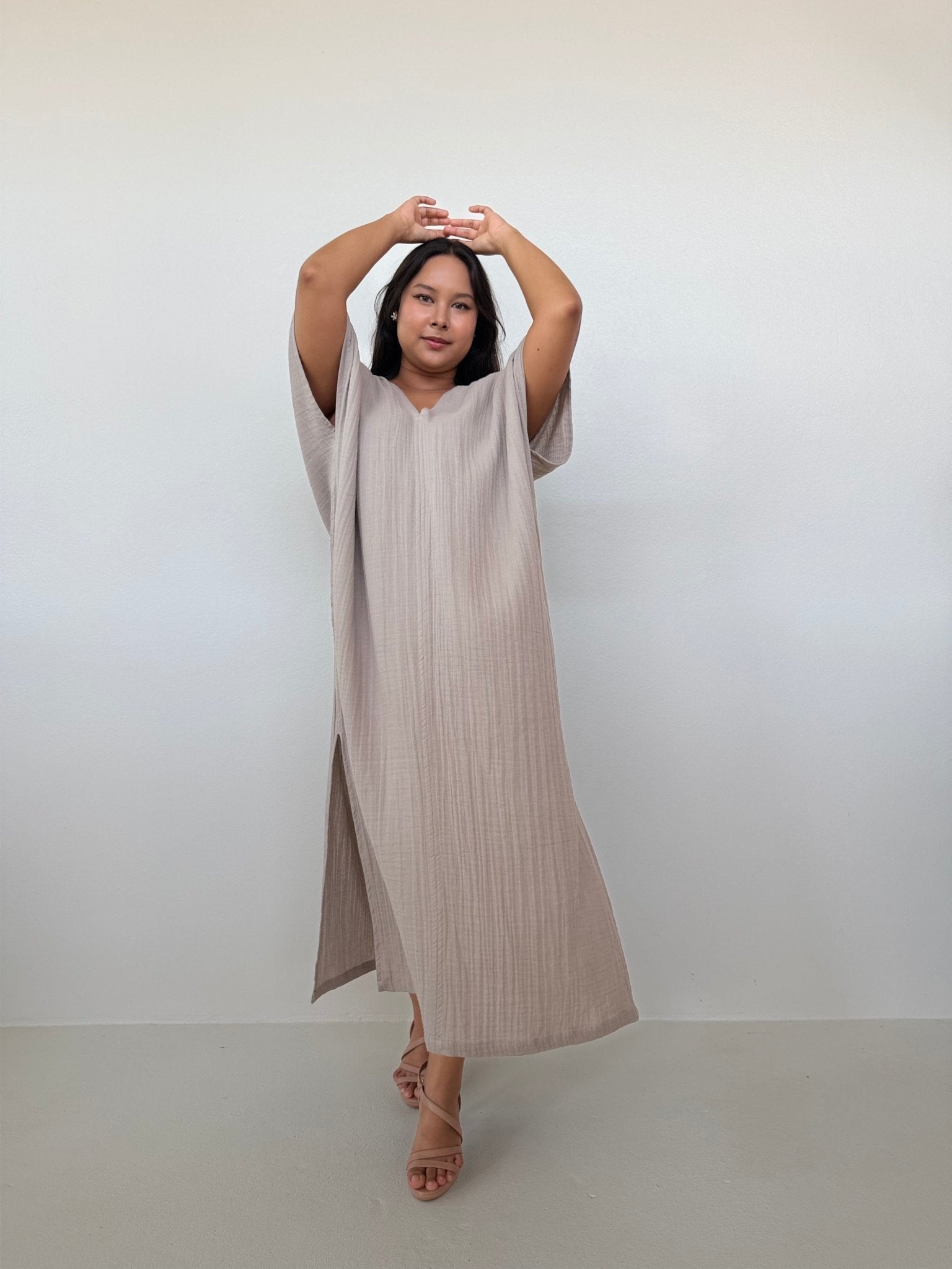 Mala Handworks Gloria Cotton Kaftan in Sand