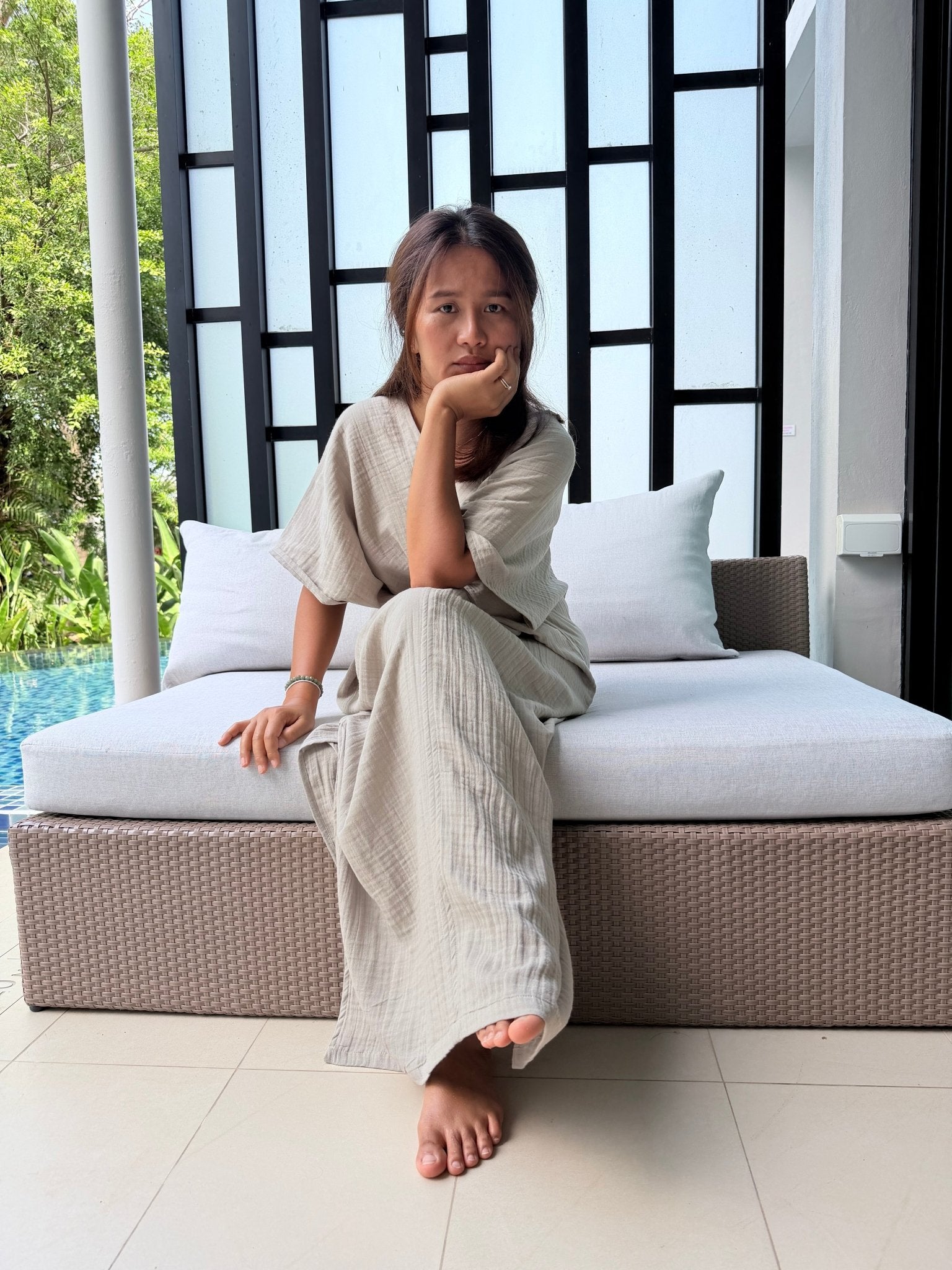 Mala Handworks Gloria Cotton Kaftan in Sand