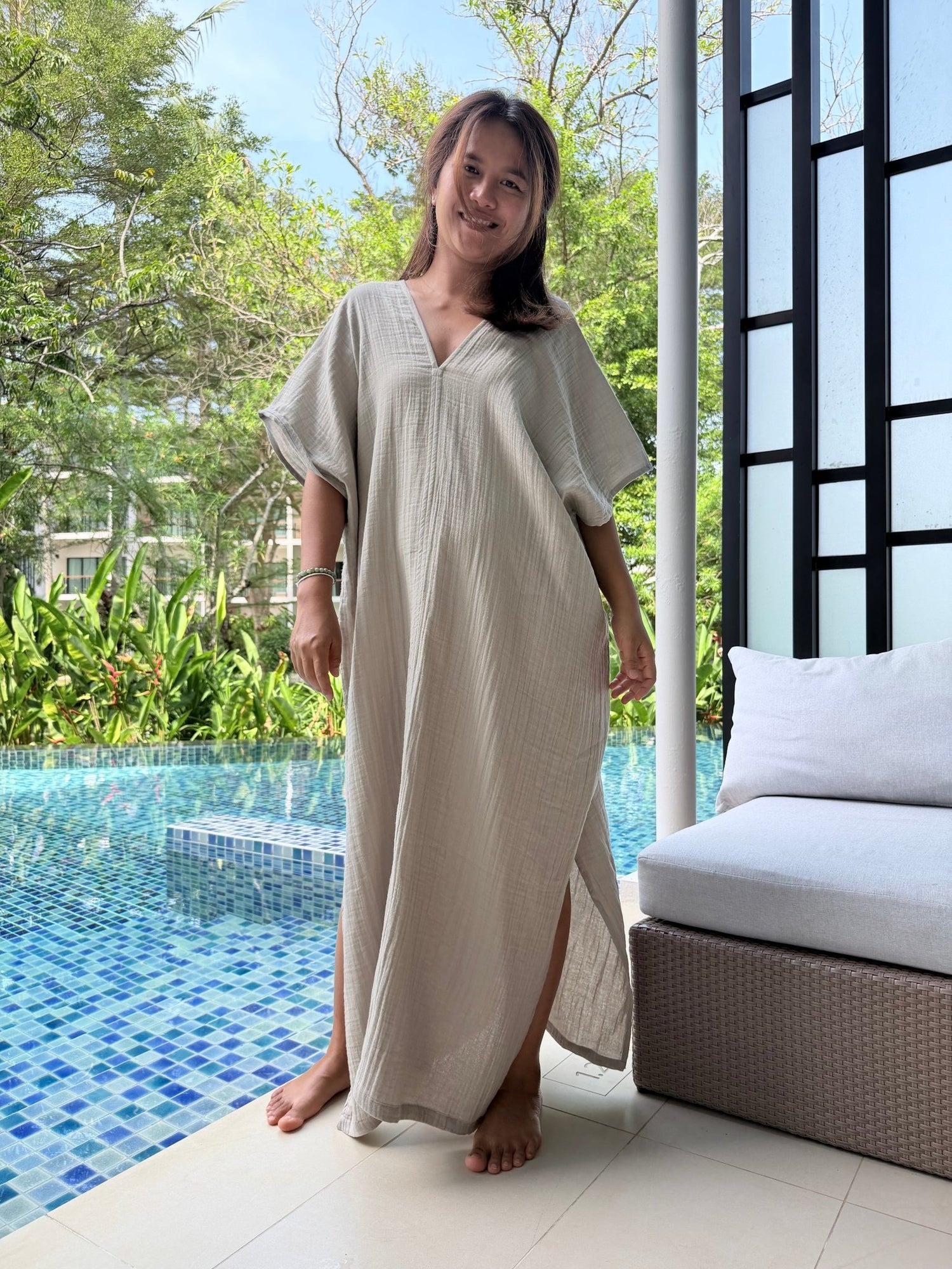 Mala Handworks Gloria Cotton Kaftan in Sand