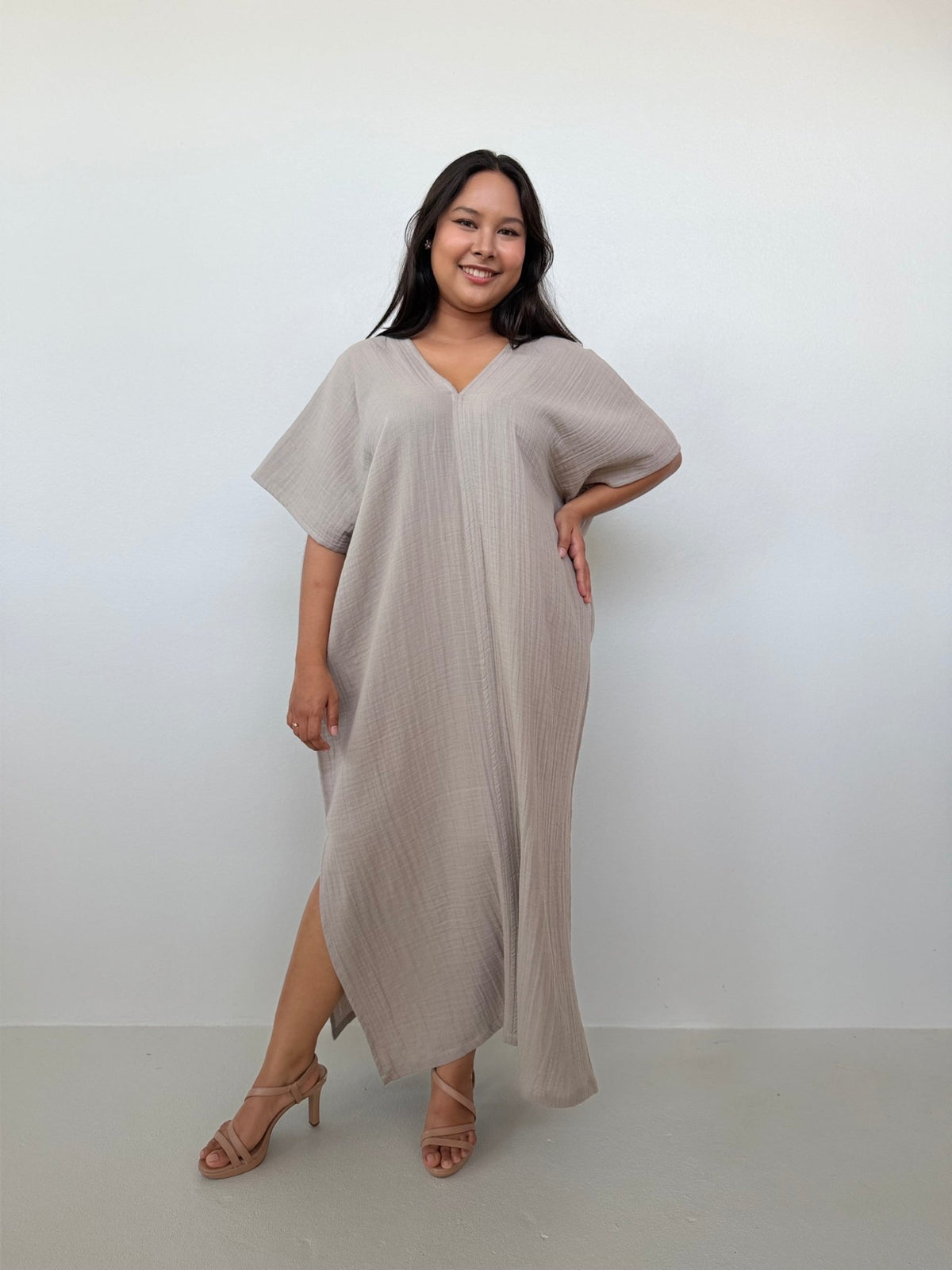 Mala Handworks Gloria Cotton Kaftan in Sand