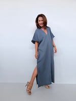Gloria Cotton Kaftan in Slate - Mala Handworks