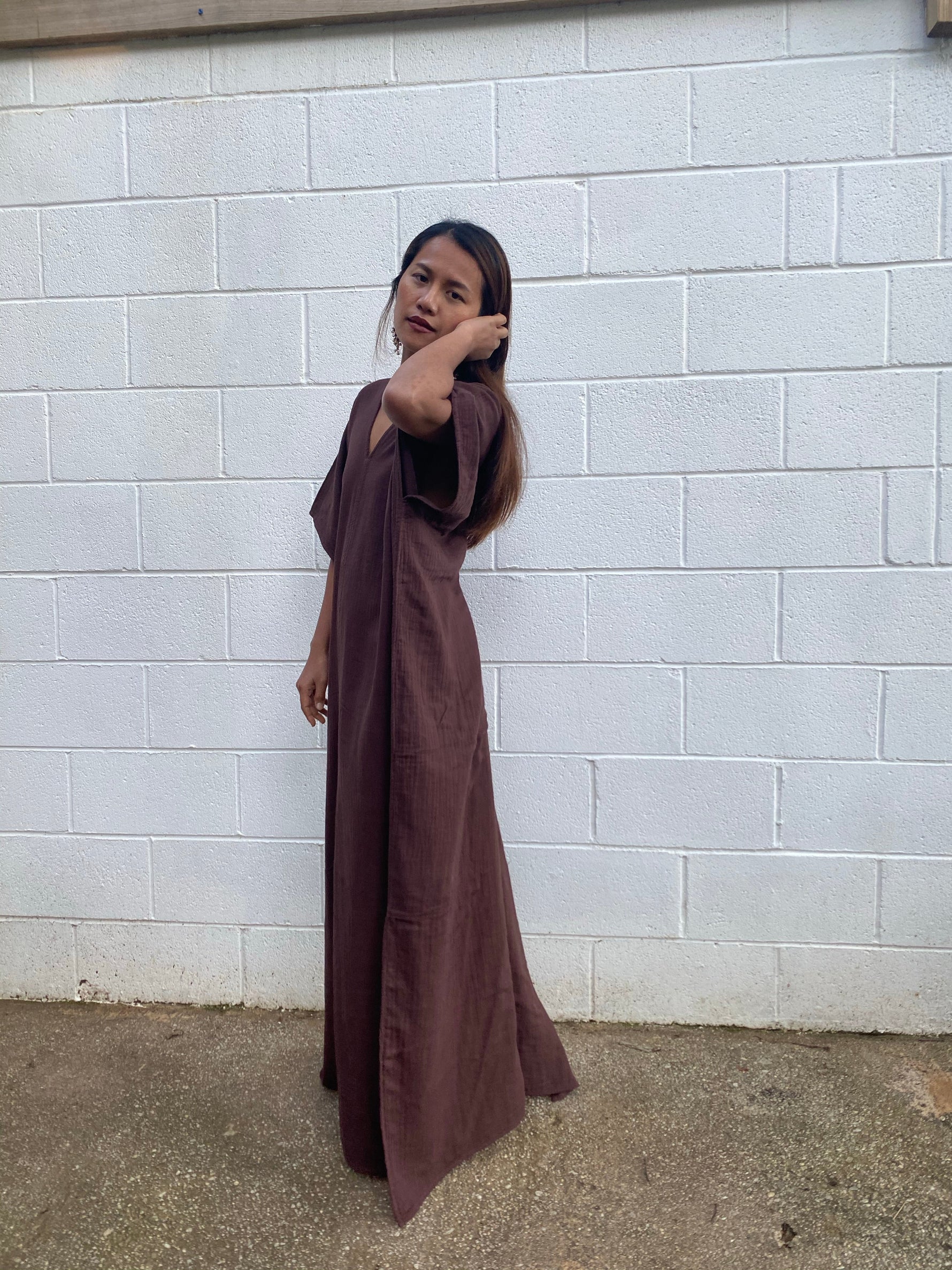 MALA handworks Gloria Double Gauze Cotton Kaftan in Brown