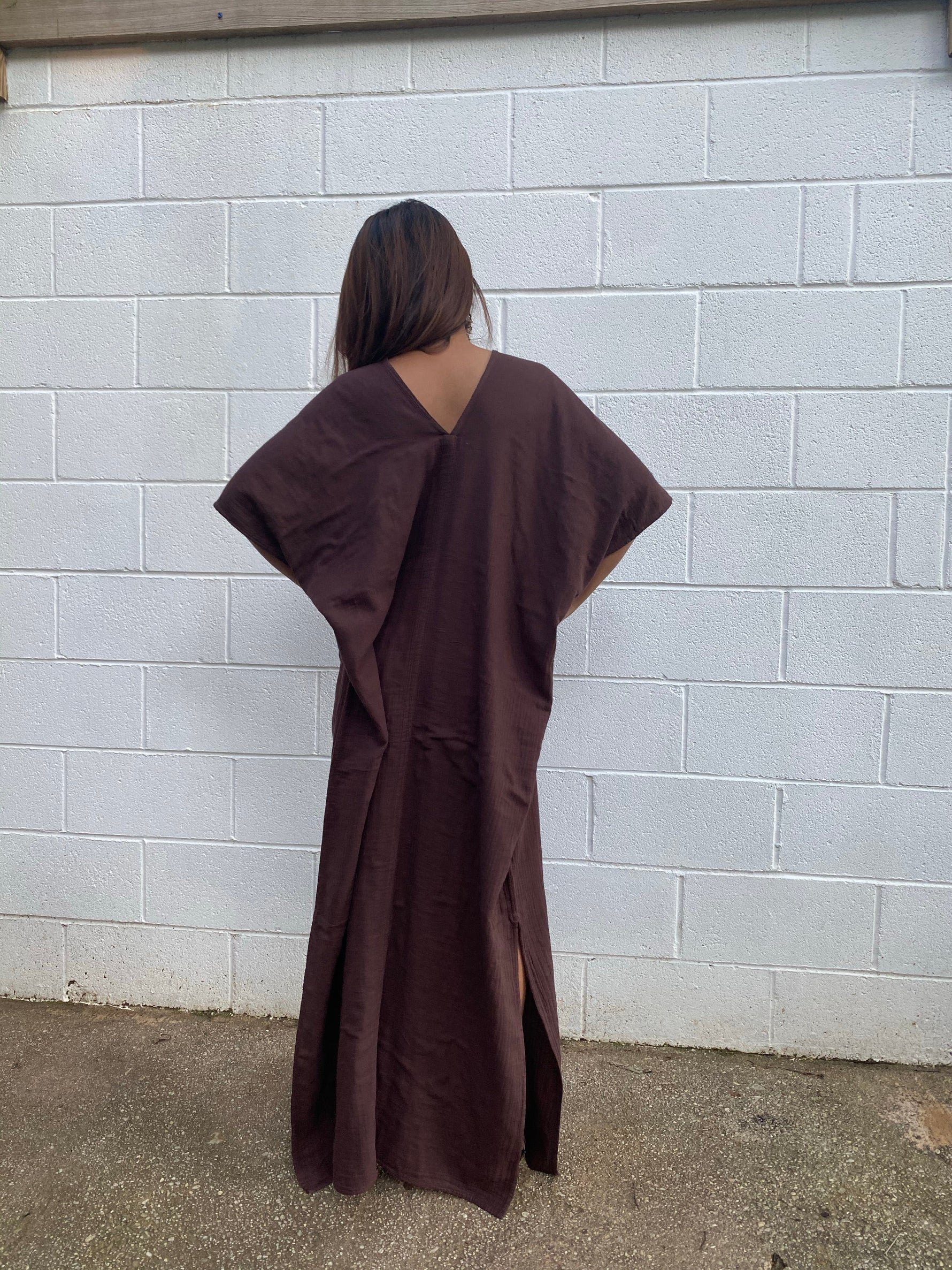 MALA handworks Gloria Double Gauze Cotton Kaftan in Brown