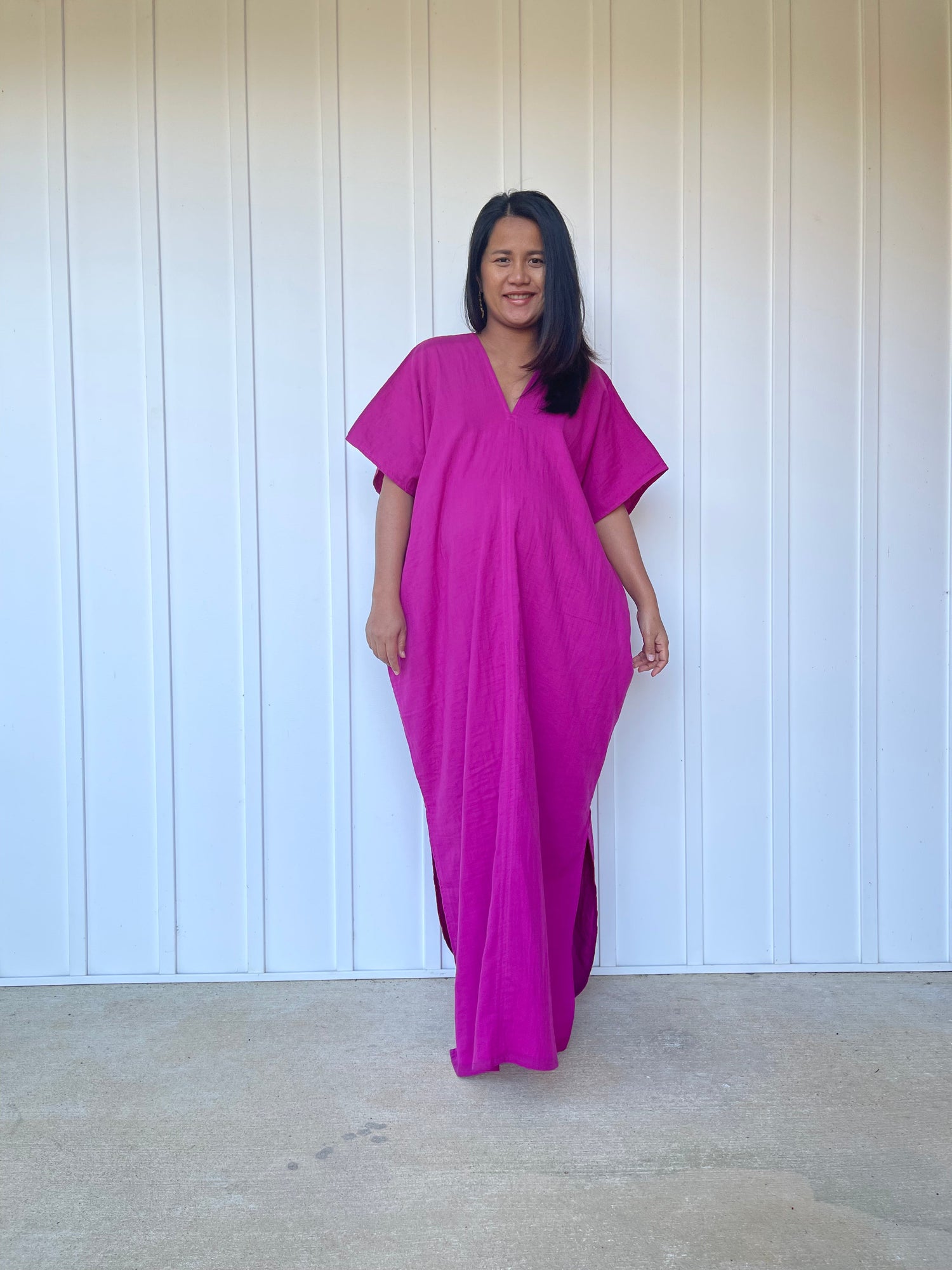 MALA handworks Gloria Double Gauze Cotton Kaftan in Fuchsia Pink