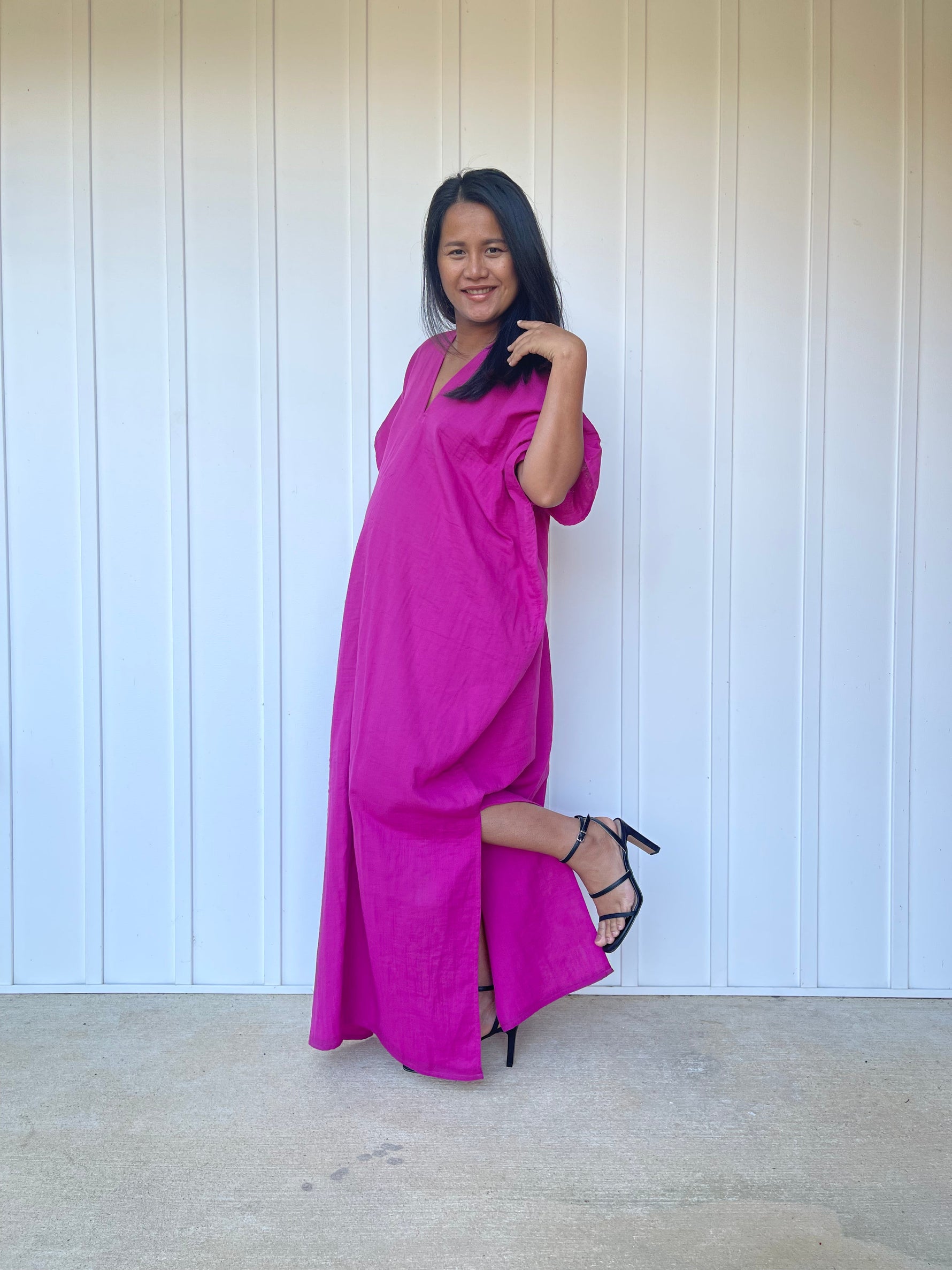 MALA handworks Gloria Double Gauze Cotton Kaftan in Fuchsia Pink