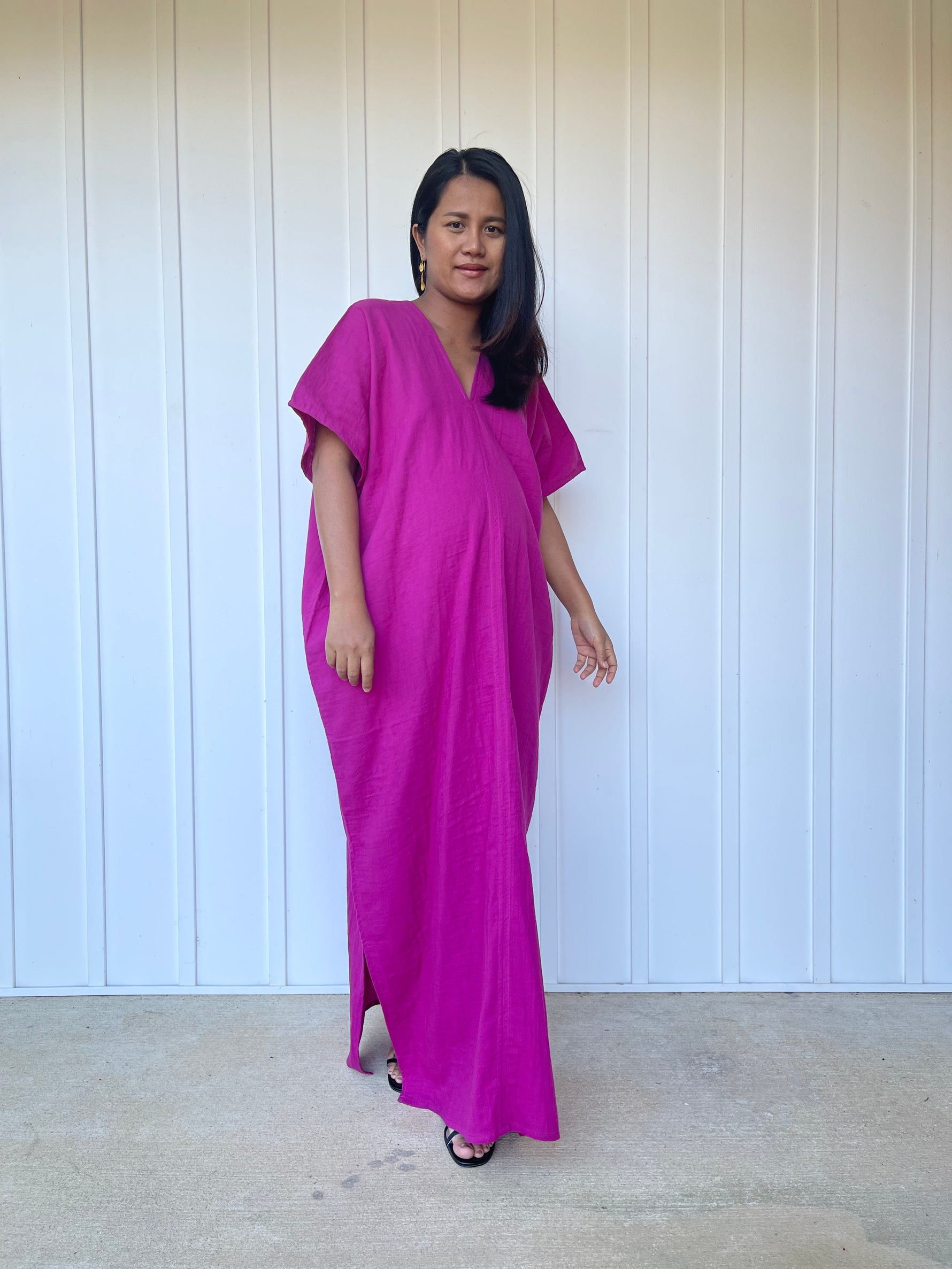 MALA handworks Gloria Double Gauze Cotton Kaftan in Fuchsia Pink