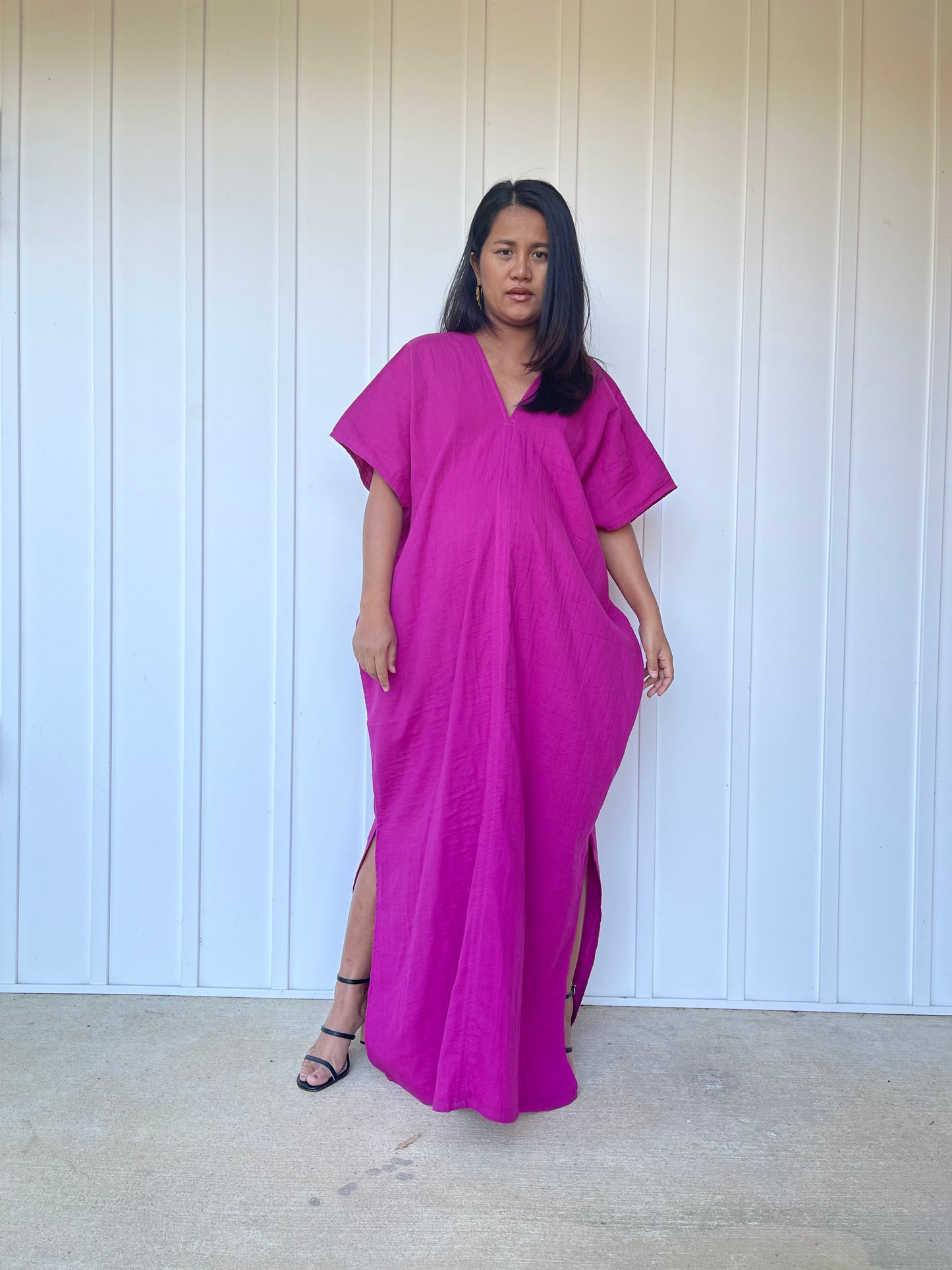 MALA handworks Gloria Double Gauze Cotton Kaftan in Fuchsia Pink