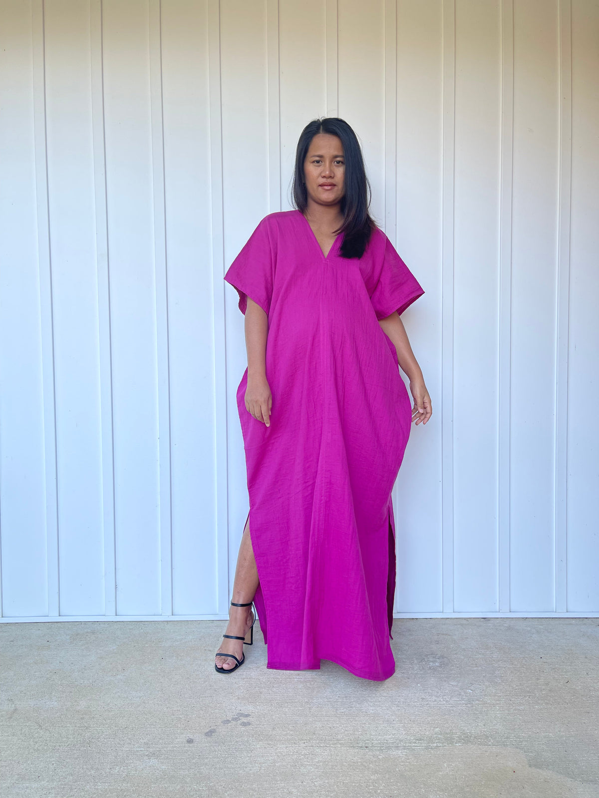 MALA handworks Gloria Double Gauze Cotton Kaftan in Fuchsia Pink